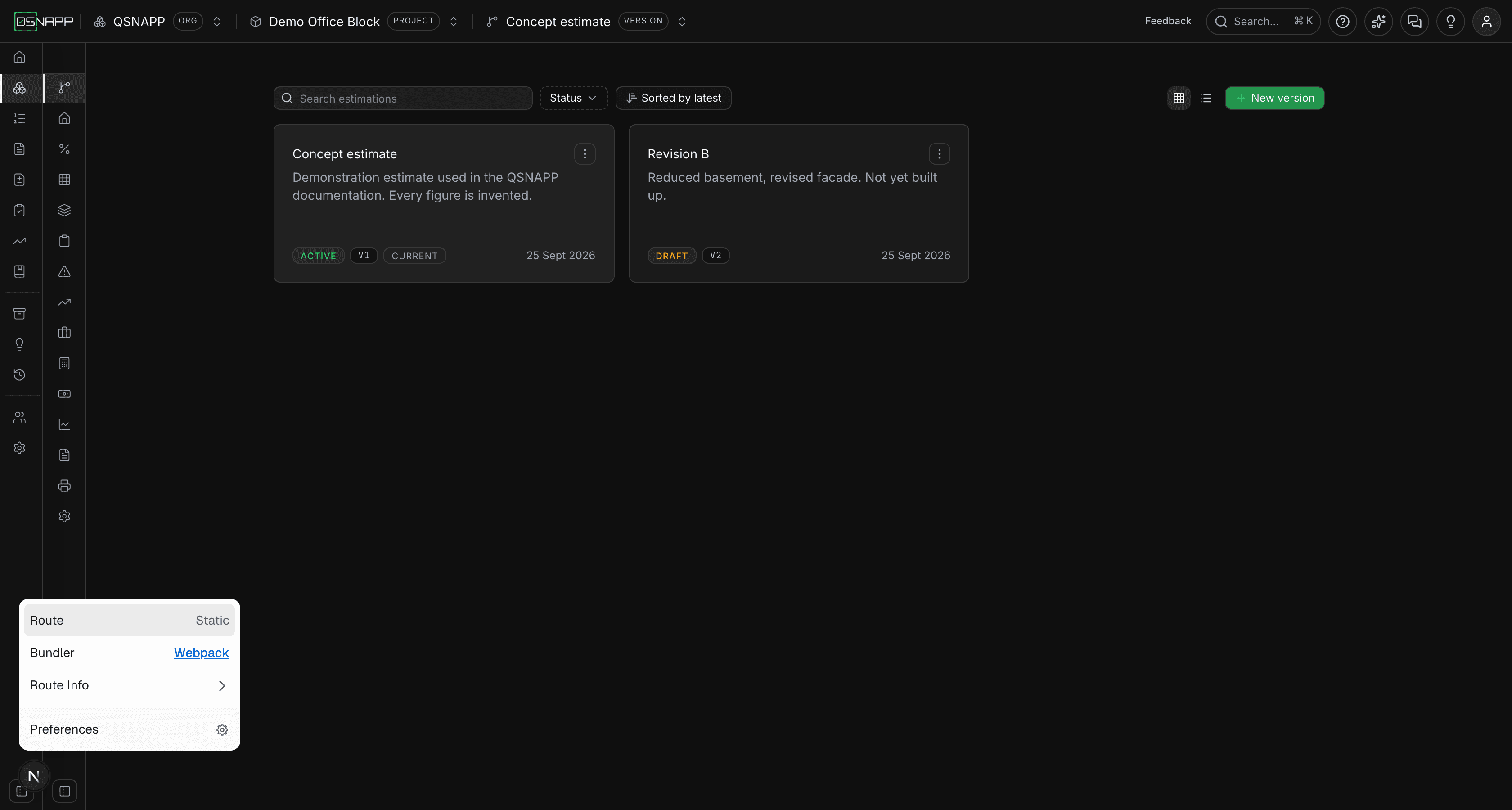 A version's menu offering Set as active, Edit and Duplicate